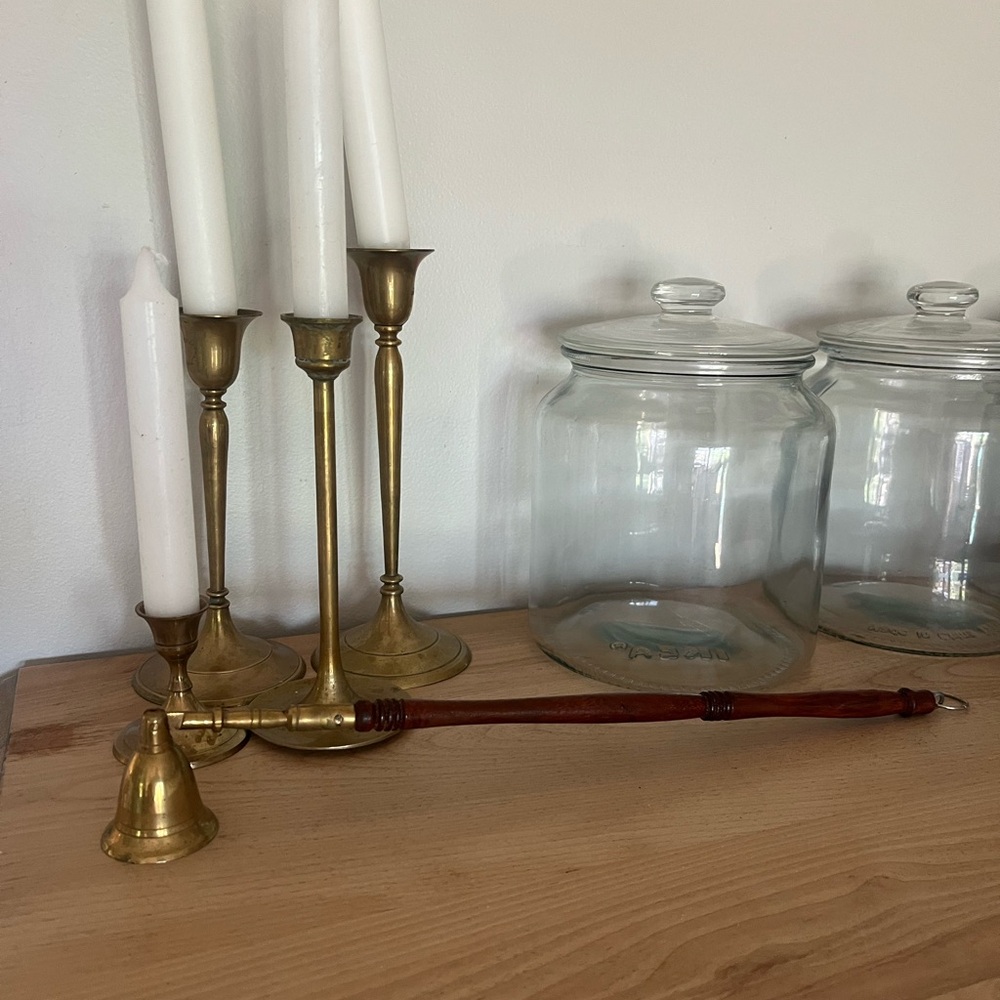 Brass Candle Snuffer with wooden handle